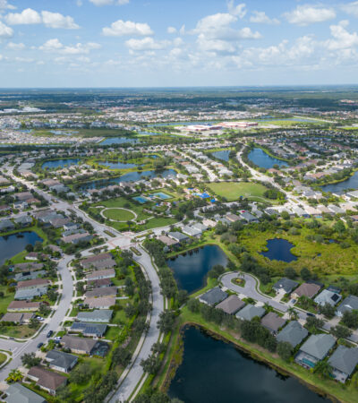 East Manatee County Drone shot from above Central Park, near Lakewood Ranch Blvd