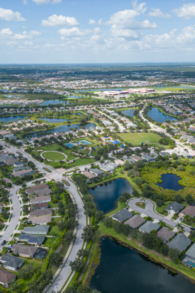 East Manatee County Drone shot from above Central Park, near Lakewood Ranch Blvd