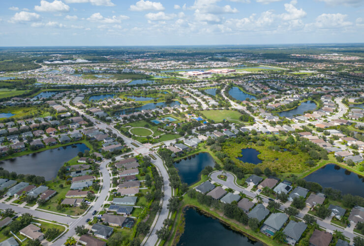 East Manatee County Drone shot from above Central Park, near Lakewood Ranch Blvd